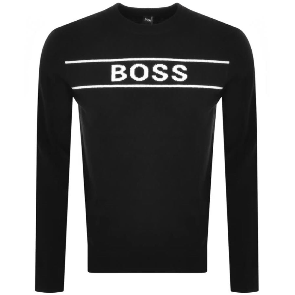 Hugo Boss Men's Ubali Wool Cashmere Black Logo Sweater Pullover