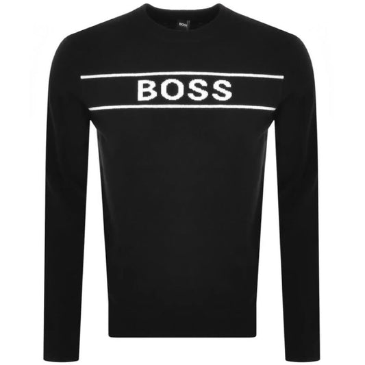 Hugo Boss Men's Ubali Wool Cashmere Black Logo Sweater Pullover