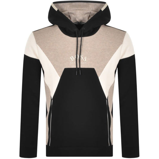 Hugo Boss Men's Soody  Black Beige Color Block Hooded Sweatshirt