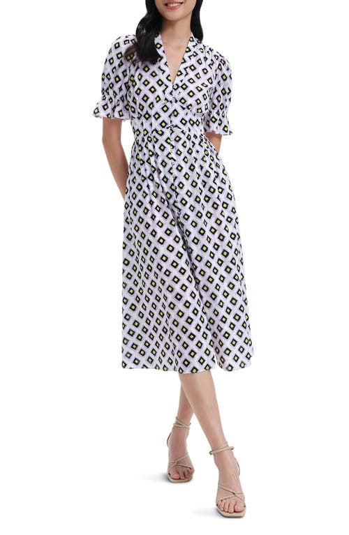 Diane Von Furstenberg Dvf Women Erica Midi Dress Painted Cube Lg Orchid