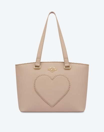 Love Moschino Women's Laced Soft Heart Shopper Tote Handbag Nude