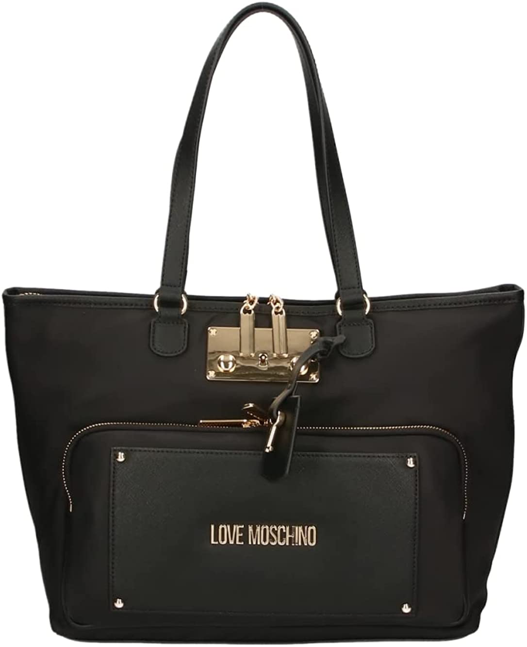 Love Moschino Women Leather Trim Tote Nylon Bag