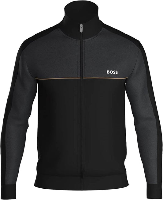 Hugo Boss Men Black Full Zip Logo On Chest Tracksuit Jacket