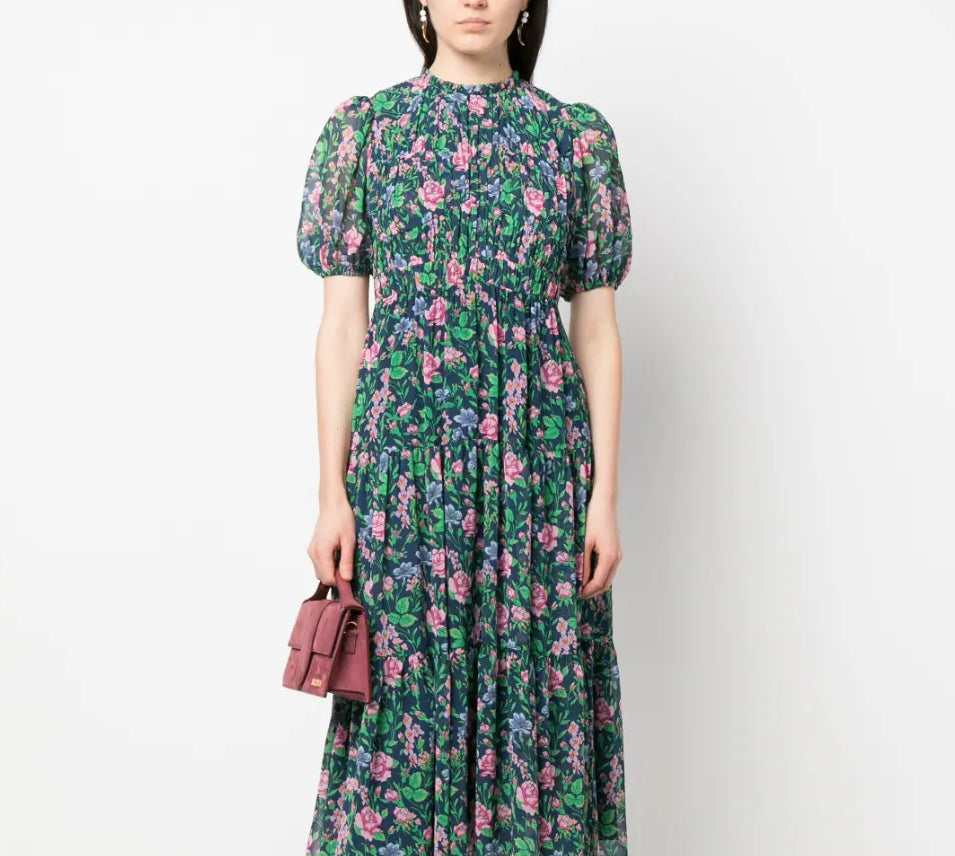 Diane Von Furstenberg Dvf Blossom Dress Vintage Floral Perfect Navy