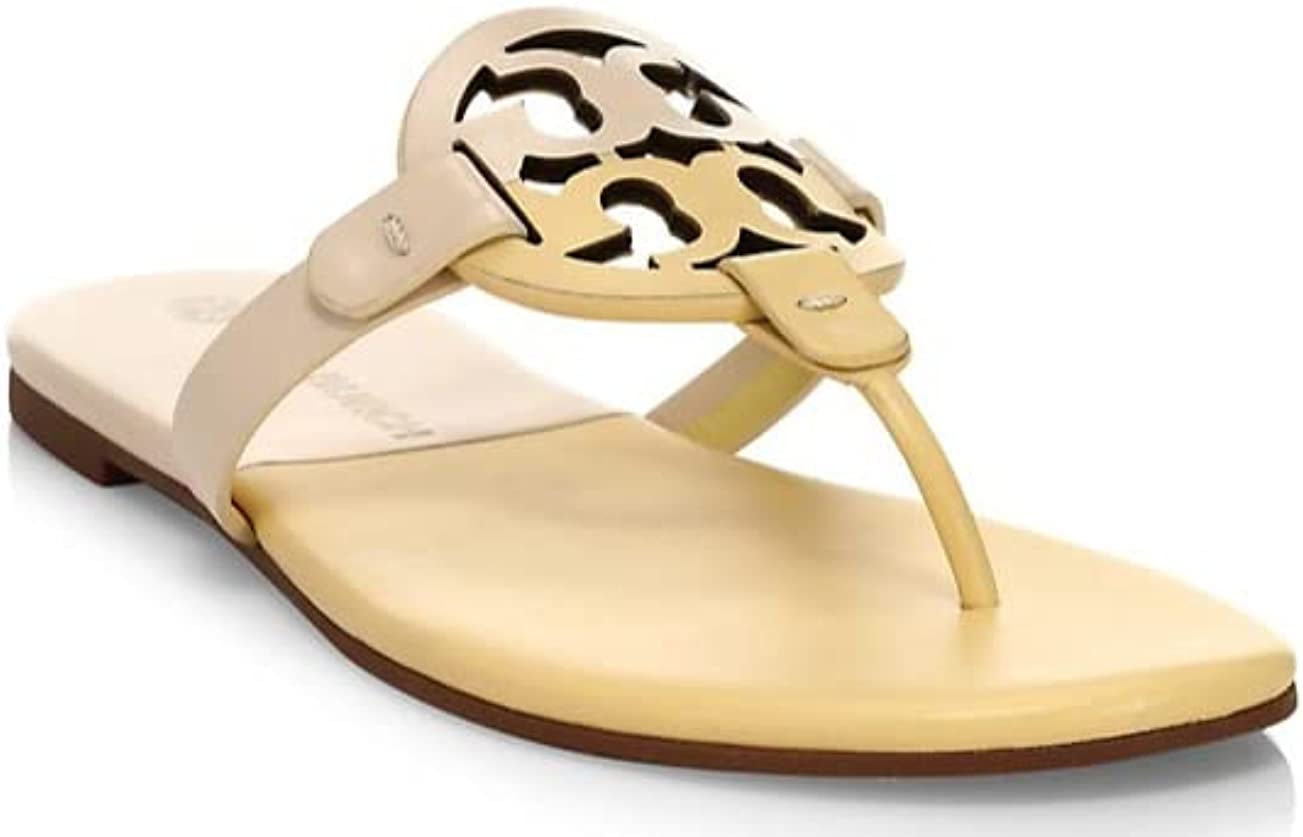Tory Burch Women's Miller Color Blocked Sweet Corn Leather Sandals