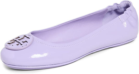 Tory Burch Women Minnie Travel Ballet Flats Patent Leather Lavender Cloud Purple