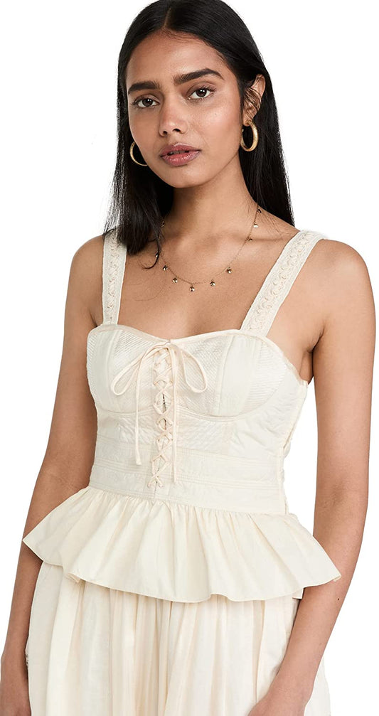 Ulla Johnson Women's Beige Sleeveless Corset Orla Top