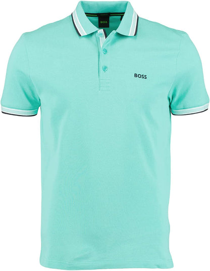 Hugo Boss Men's Paddy Regular Fit Cotton Pique Polo T-Shirt Open Green