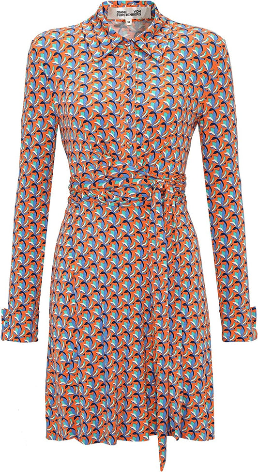 Diane Von Furstenberg Dvf Women Didi Mini Wrap Dress Fleurgeo Coral Reef