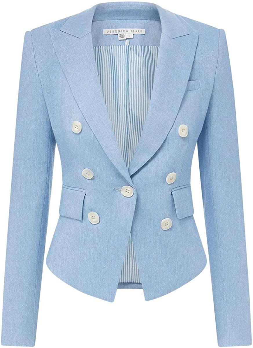 Veronica Beard Women's Diego Dickey Jacket Lake Blue Linen