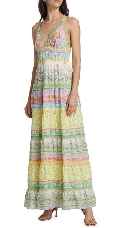 Alice + Olivia Women's Karolina Paneled Halter Maxi Dress