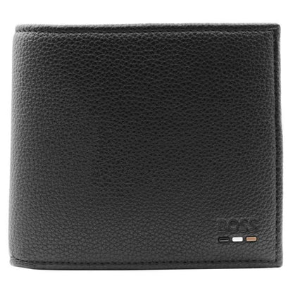 Hugo Boss Men Ray Black Leather Folding Wallet OS