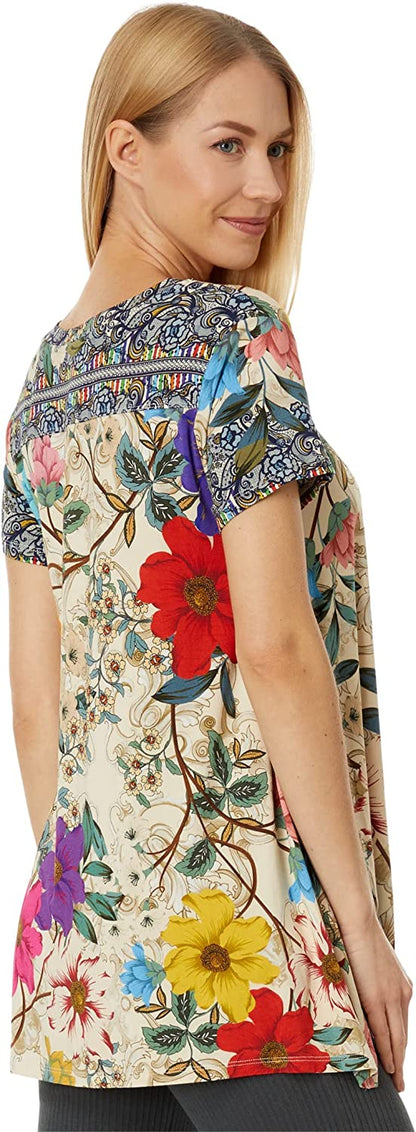 Johnny Was Women Tee Archibal Drape Floral T-Shirt Multicolor