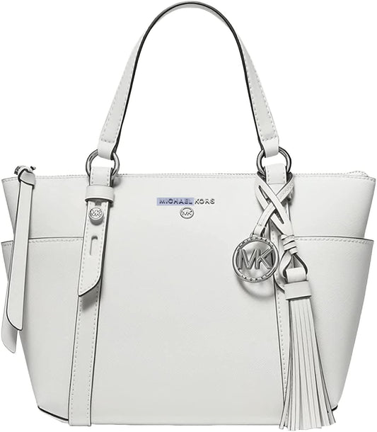 Michael Michael Kors Women's Sullivan Small Convertible Tote Bag Handbag Optic White Leather