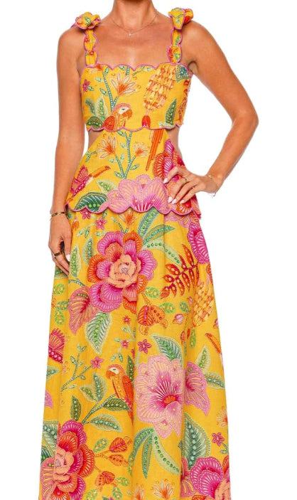 FARM Rio Women's Macaw Bloom Yellow Dress, Macaw Bloom Yellow, L