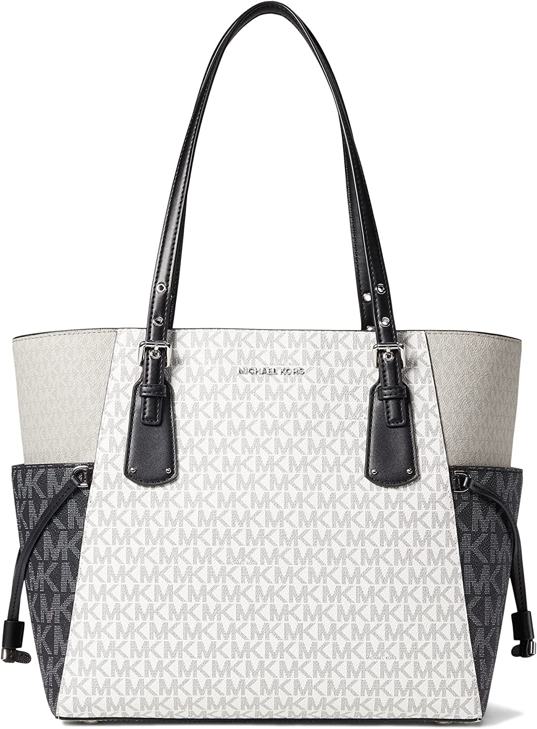 Michael Kors Voyager East/West Tote Pale Grey/Optic White/Black