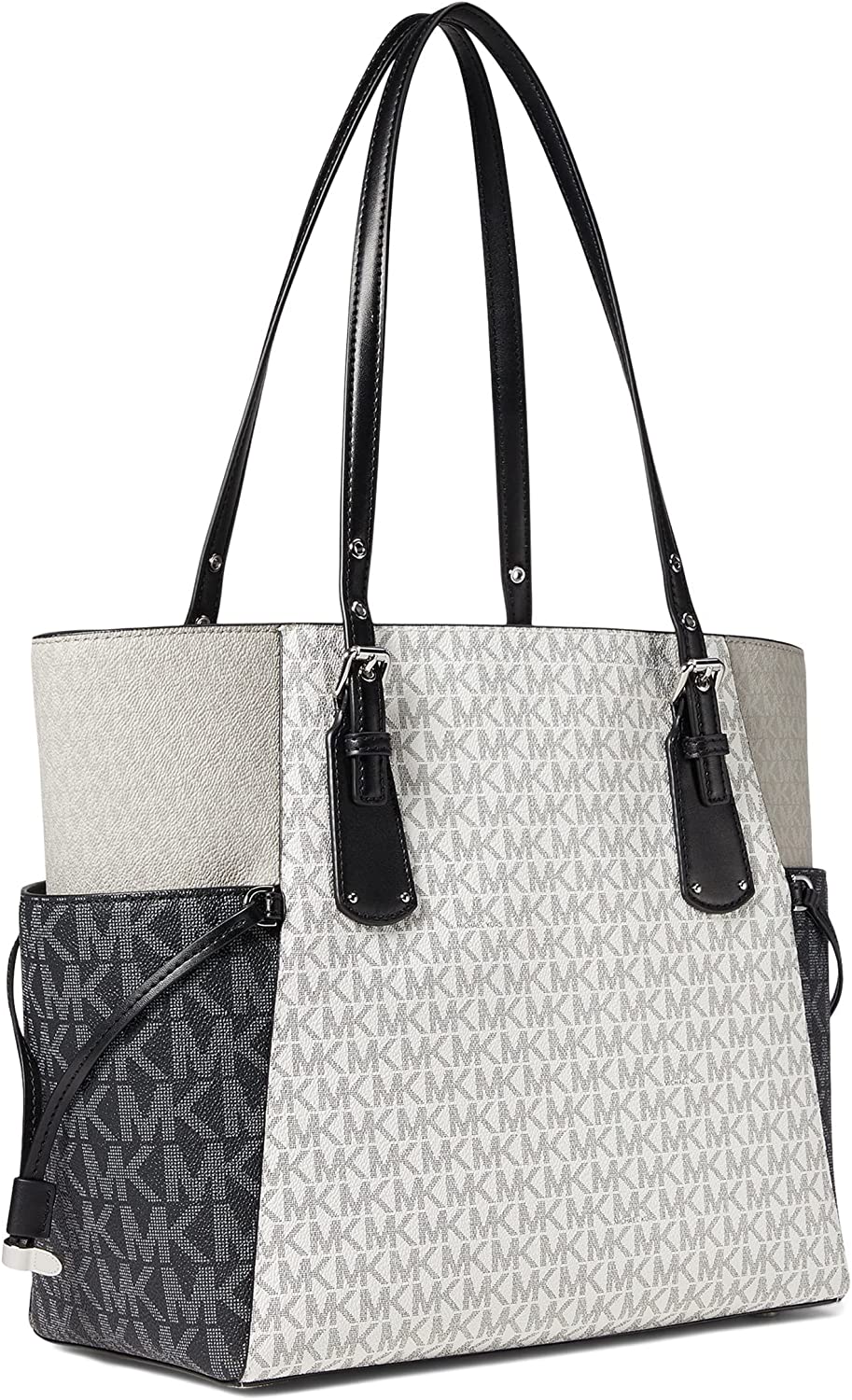 Michael Kors Voyager East/West Tote Pale Grey/Optic White/Black