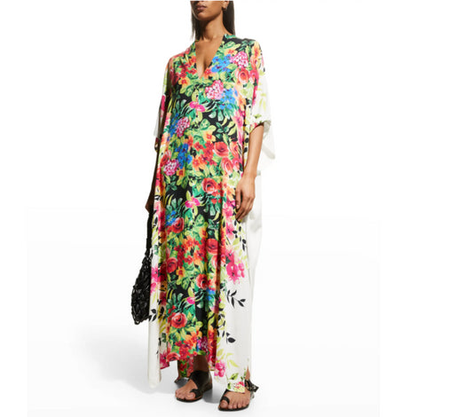 Johnny Was Dana Maxi Kaftan Dress Cover-Up Multi Swim