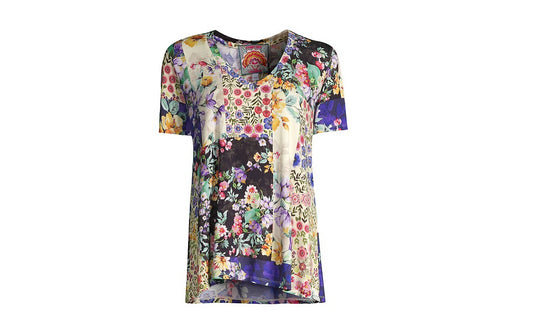 Johnny Was Women's Swing Tee V-Neck Multi-Color Printed T-Shirt