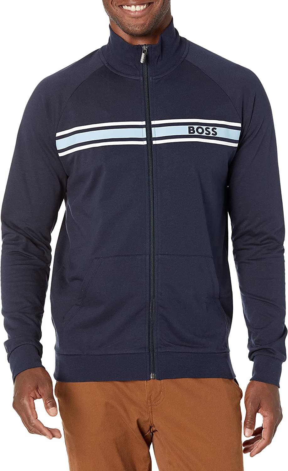 BOSS Mens Authentic Jacket Pajama Top Stark Navy