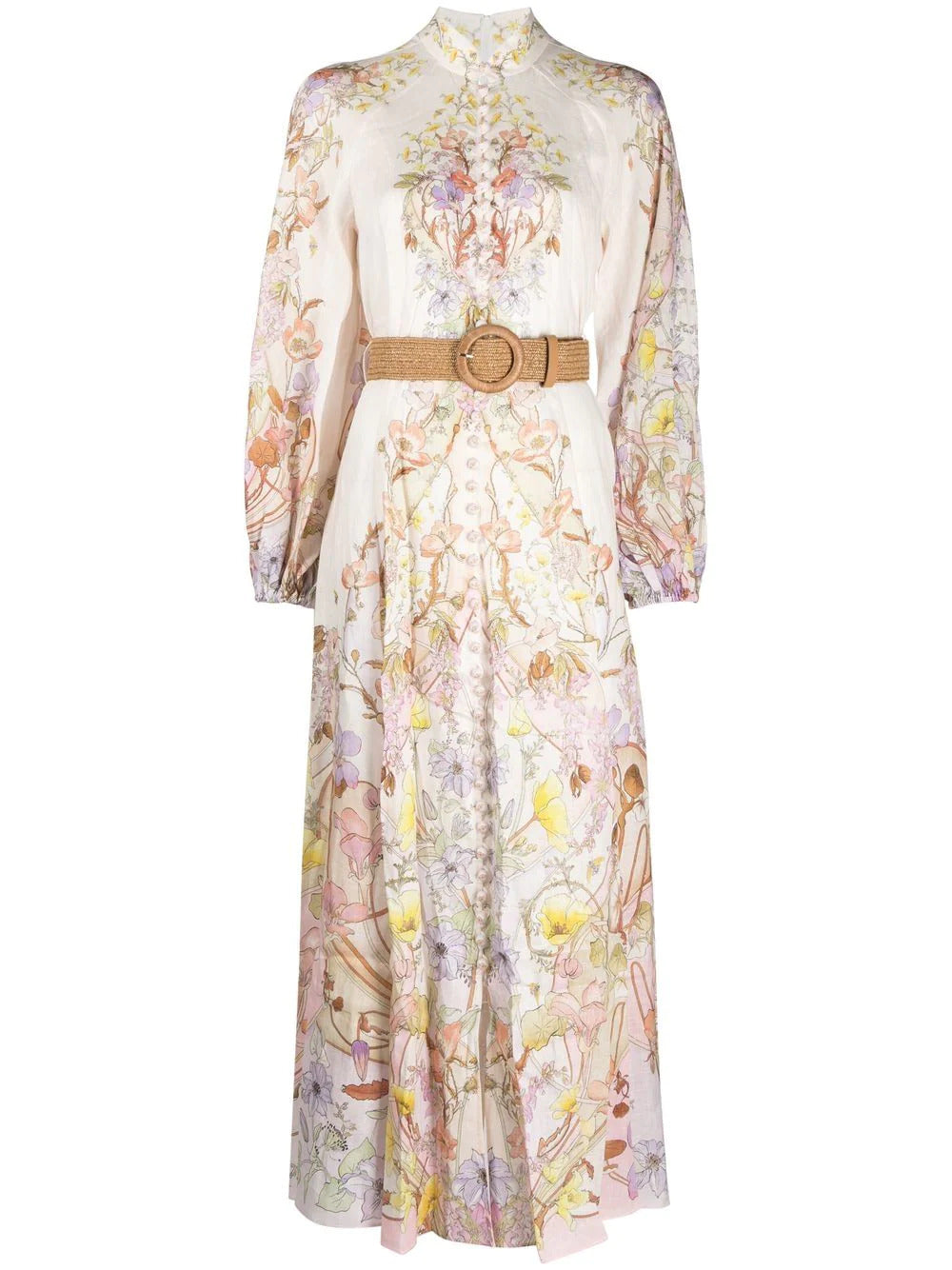 Zimmermann Jeannie Billow Long Dress Floral Swirl