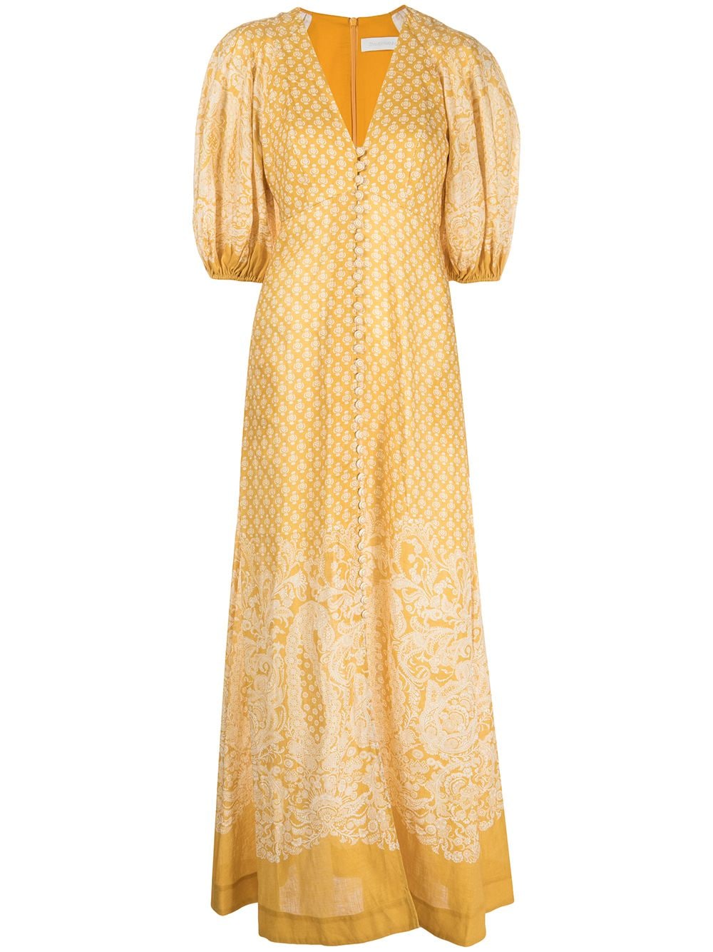 Zimmermann Jude Paisley Midi Dress Mustard Paisley