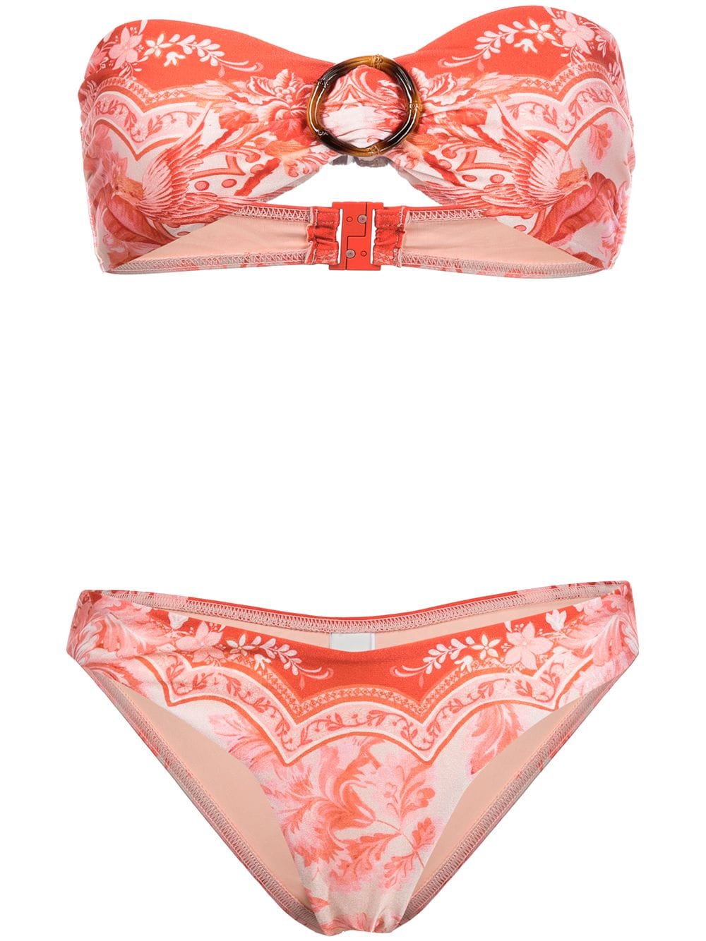 Zimmermann Lyre Bamboo Ring Bikini Red Palm