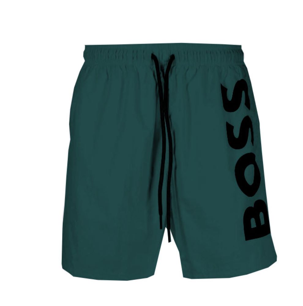 HUGO BOSS Men Standard Octopus Swim Shorts Trunks Silver Pine Green