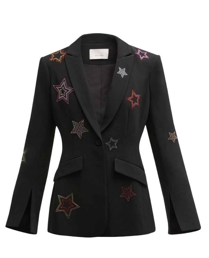 Cinq A Sept Women Embellished Rhinestone Star Cheyenne Blazer Black