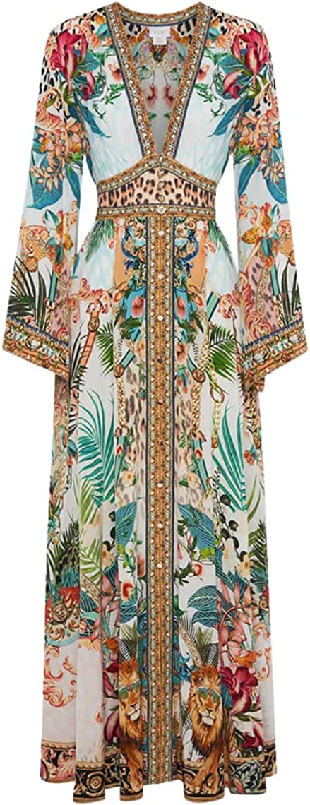 Camilla Women Royalty Loyalty Kimono Sleeve With Shirring Detail Maxi Dress