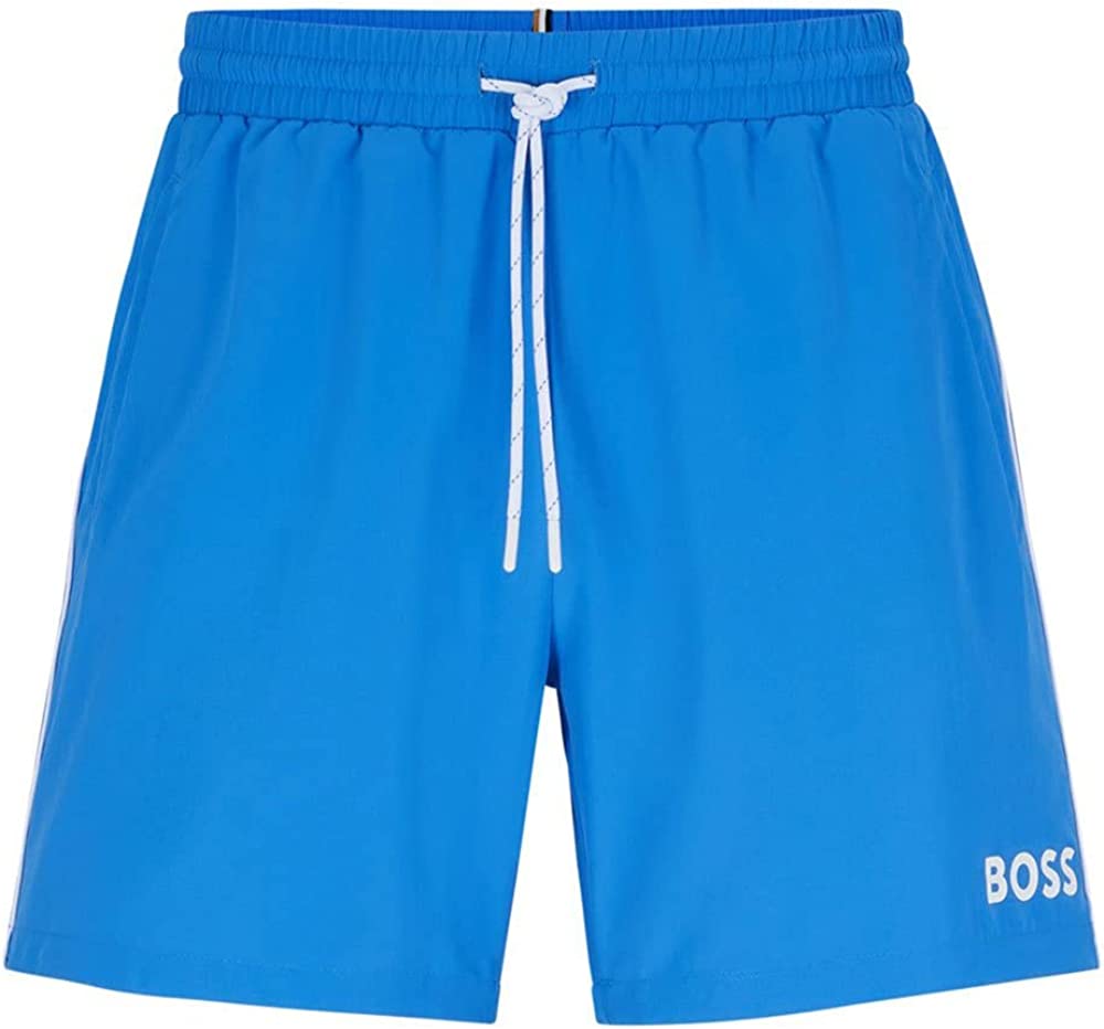 HUGO BOSS Men Cobalt Standard Medium Length Solid Swim Shorts Trunks