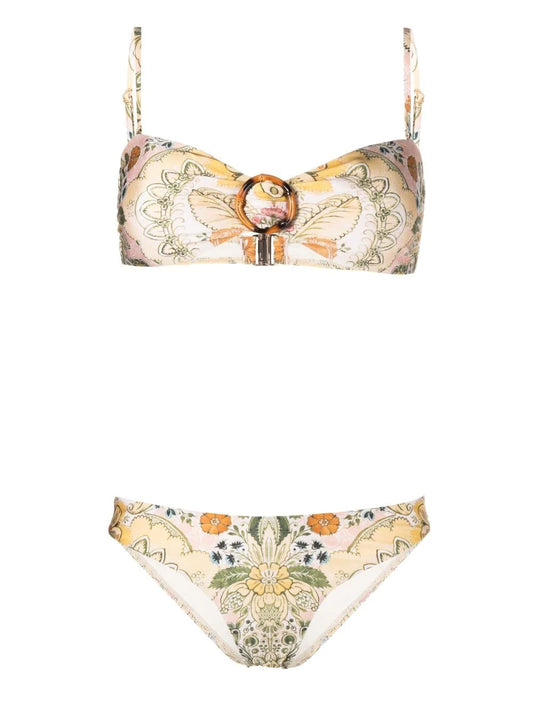 Zimmermann Laurel Bamboo Ring Bikini Mustard Baroque Floral