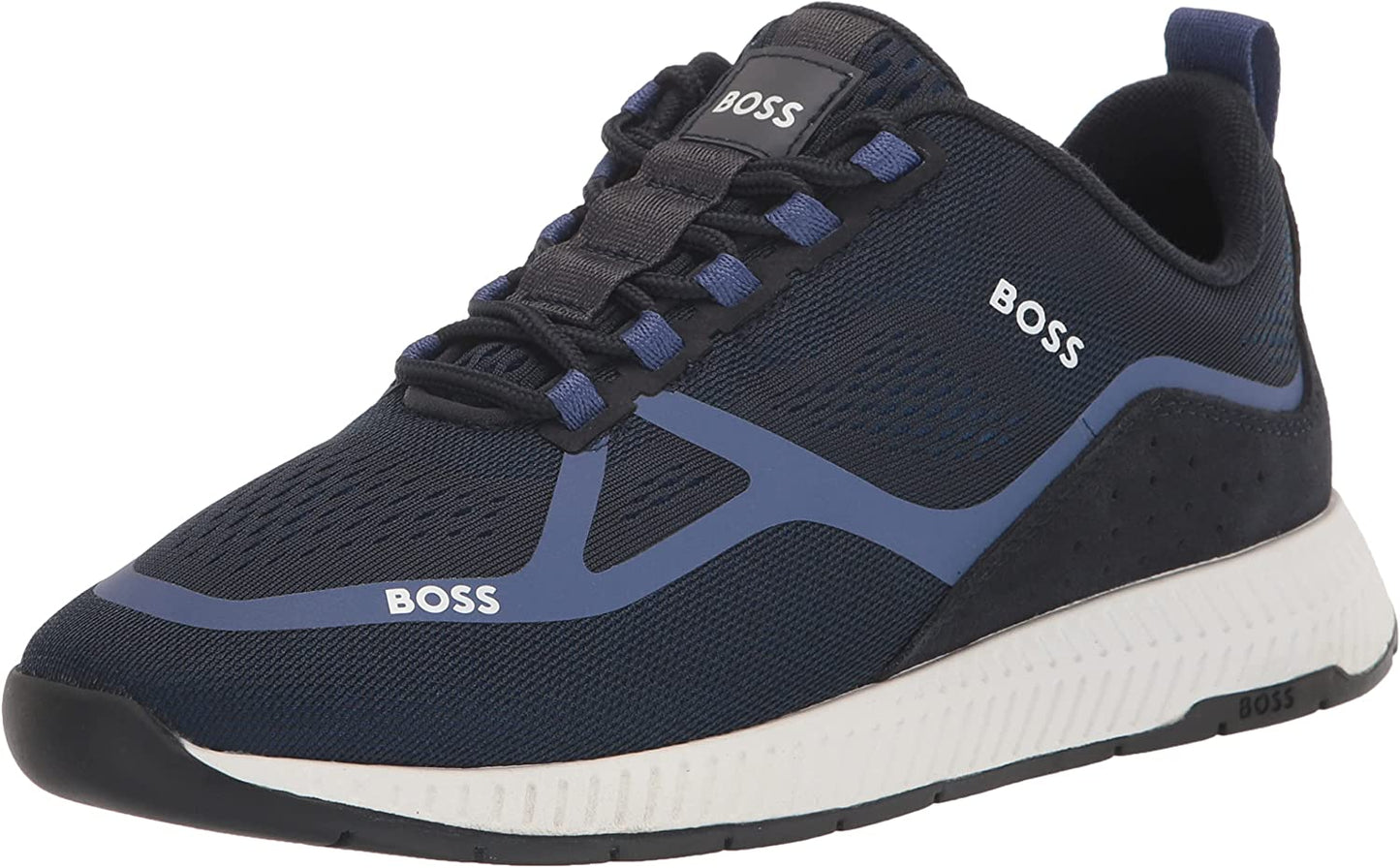 HUGO BOSS Men's Mesh Mix Running Sneakers, Berry Blue Lace Up