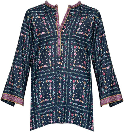 Johnny Was Women Rosemarie Kelis Kimono Sleeve Tunic Silk Top Blouse Multicolor