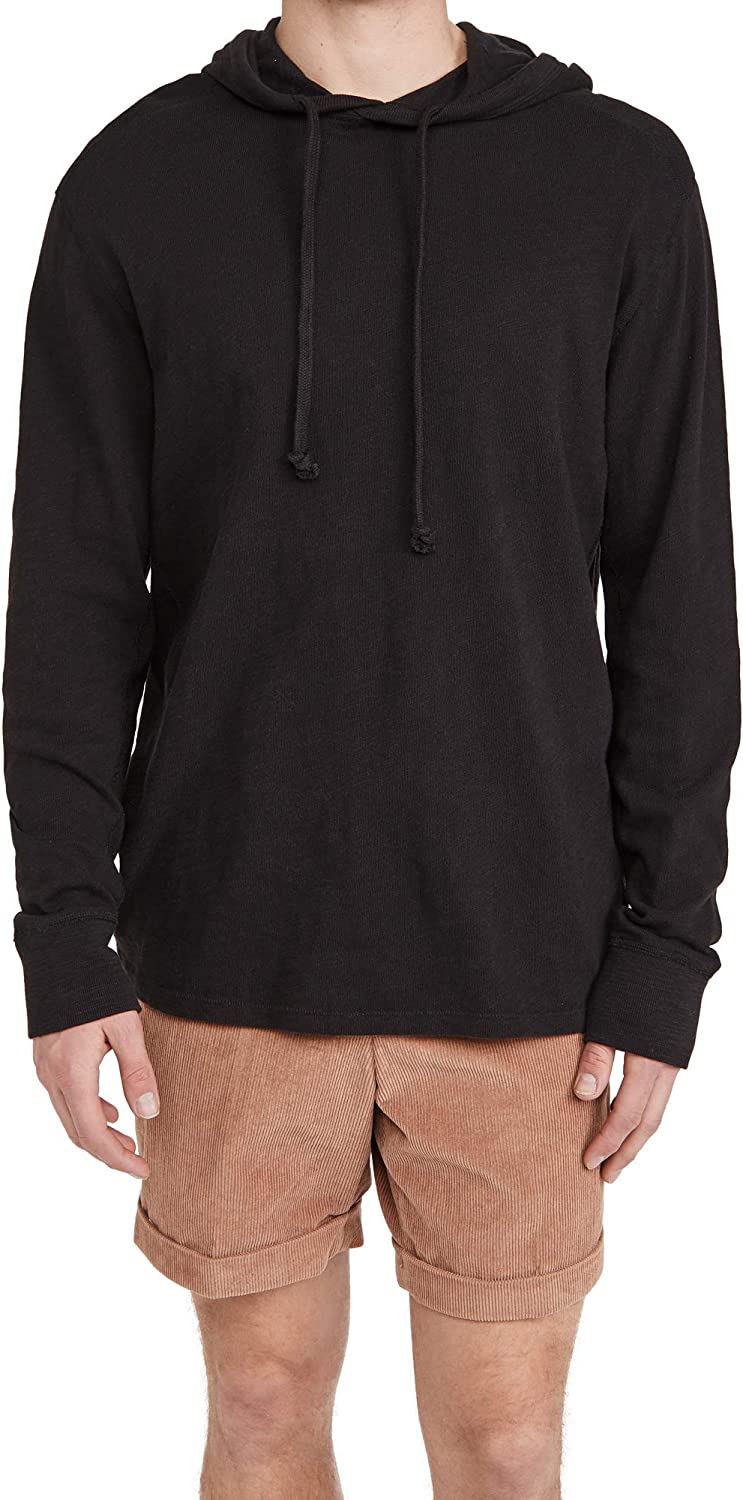 Rag & Bone Men Flame Black Slubbed Cotton Knit Hoodie