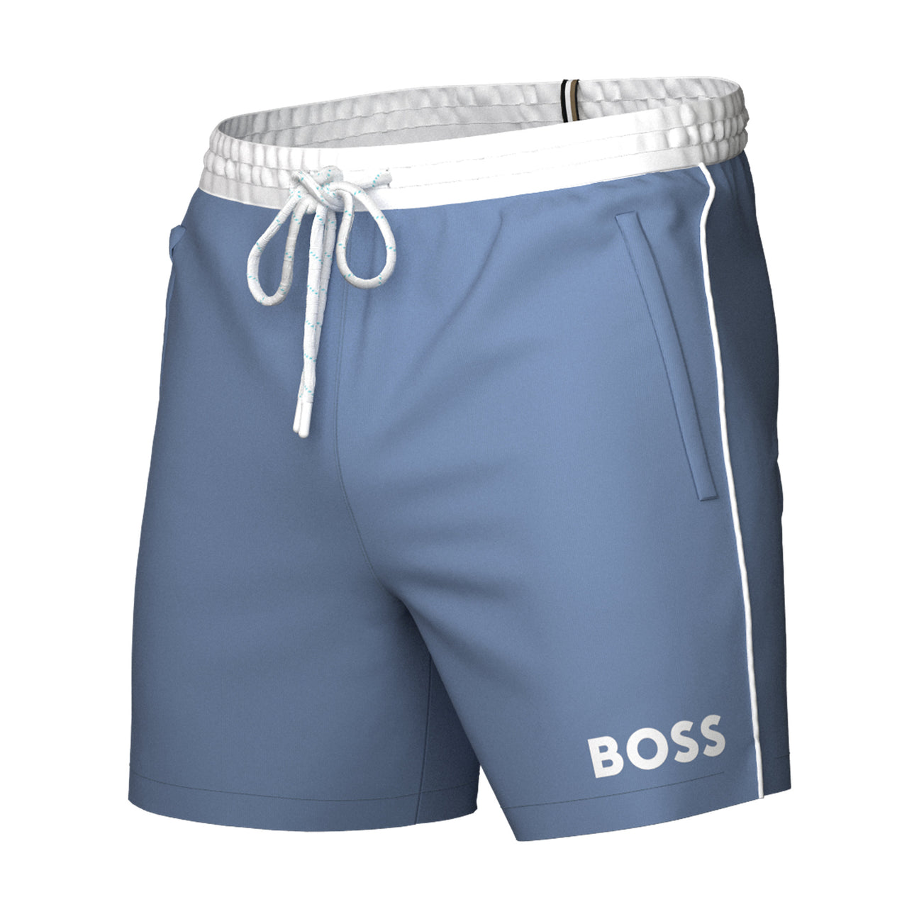 HUGO BOSS Men Standard Medium Length Solid Swim Shorts Trunks Marina Blue