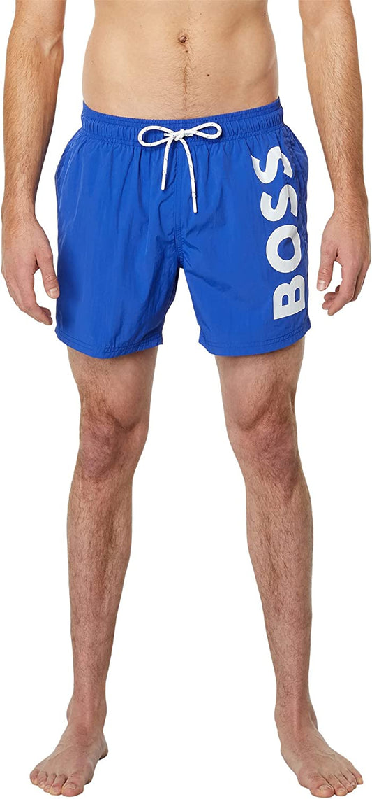 Hugo Boss Men Standard Octopus Trunks Drawstring Swim Shorts Blue Aegean