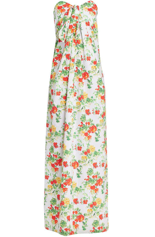 Caroline Constas Women Kaia Yellow Red Blanc Floral Dress Gown