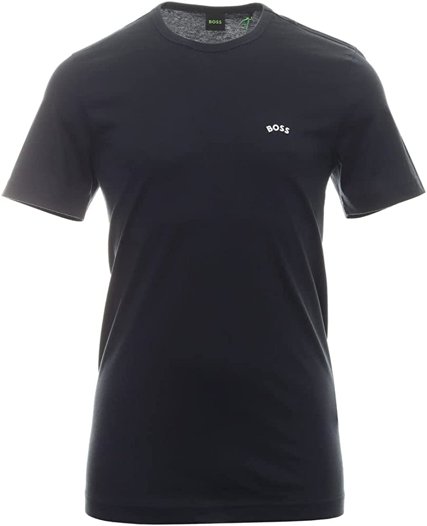 Hugo Boss Men Tee Curved 003- Embossed Logo Sleeve Crew Neck T-Shirt Black