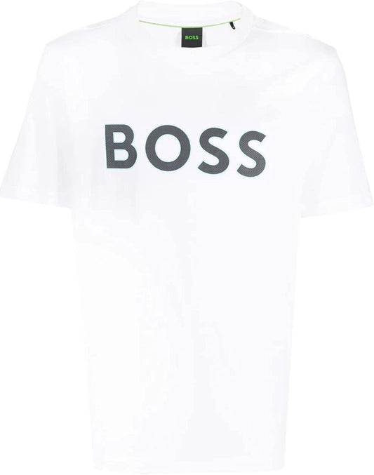 Hugo Boss Men Tee 1 100- Short Sleeve Crew Neck Cotton T-Shirt White