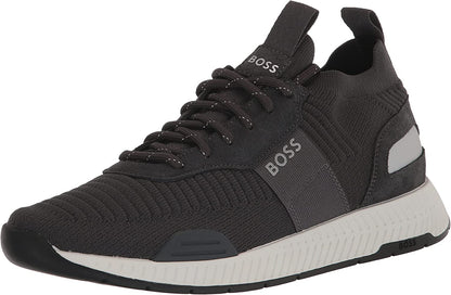 Hugo Boss Men Mesh Mix Running Sneakers Granite Stone Titanium