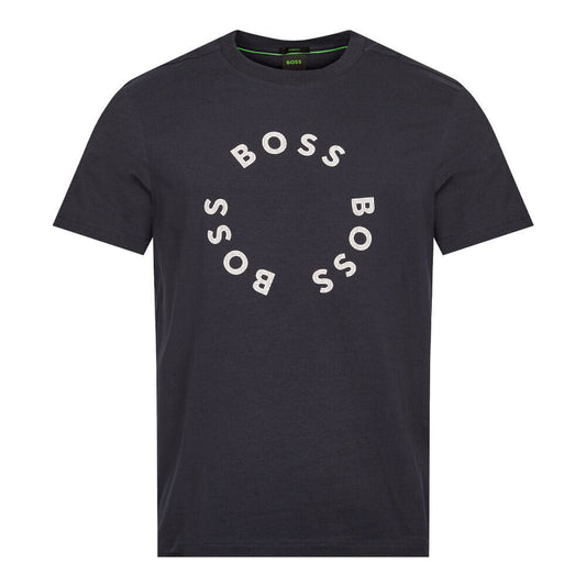 Hugo Boss Men Contrast Circle Logo Cotton T-Shirt Deep Sea Navy Blue