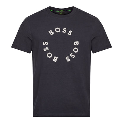 Hugo Boss Men Contrast Circle Logo Cotton T-Shirt Deep Sea Navy Blue