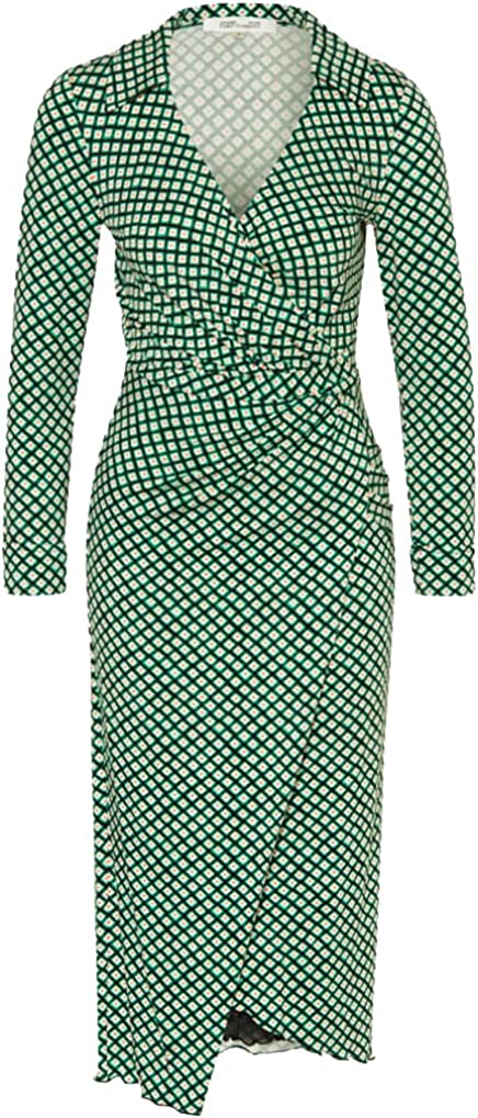 Diane Von Furstenberg Dvf Women Palmira Painted Sm Cube Wrap Dress Indian Green