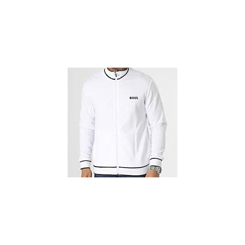 Hugo Boss Men's White Cotton Contrast Trim Tracksuit Jacket