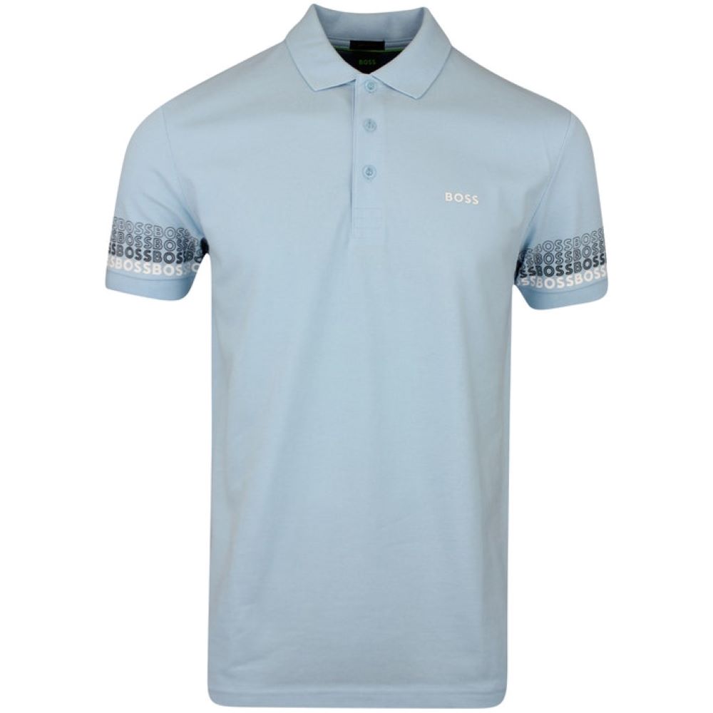 Hugo Boss Men Paddy Logo Inscribed Jersey Polo Shirt Pastel Blue