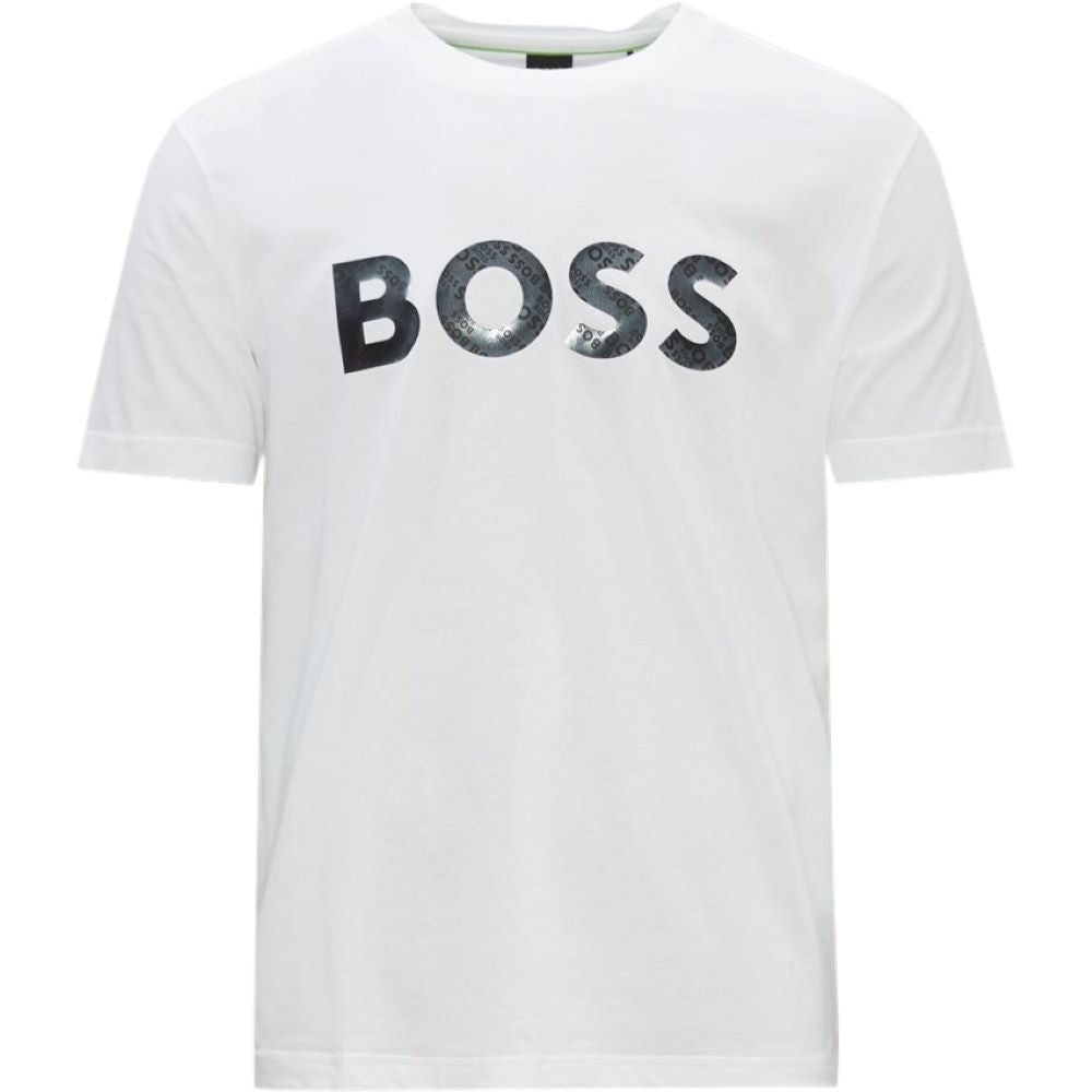 Hugo Boss Men's Tee 3 Foil Logo Short Sleeve Crew Neck T-Shirt White