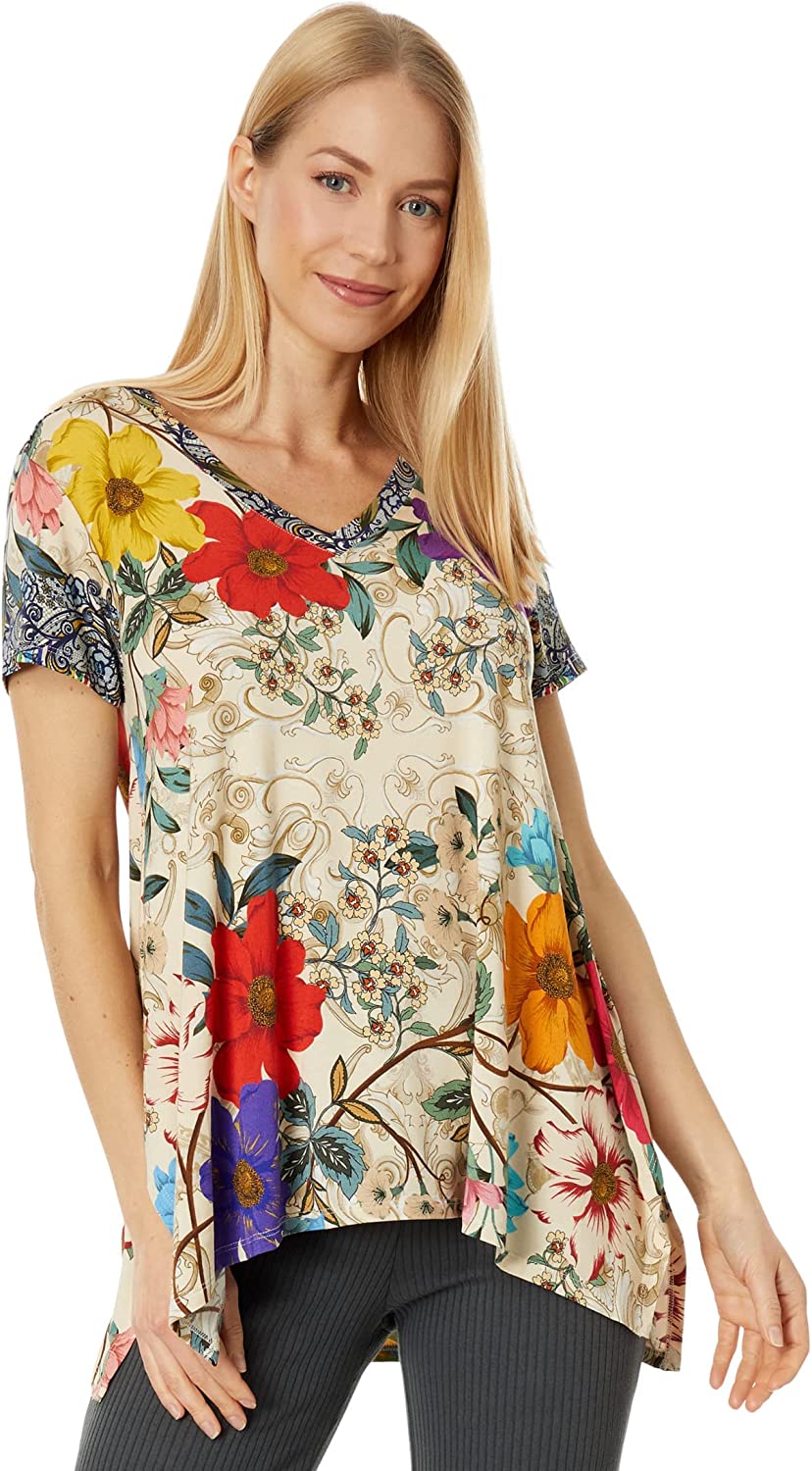 Johnny Was Women Tee Archibal Drape Floral T-Shirt Multicolor