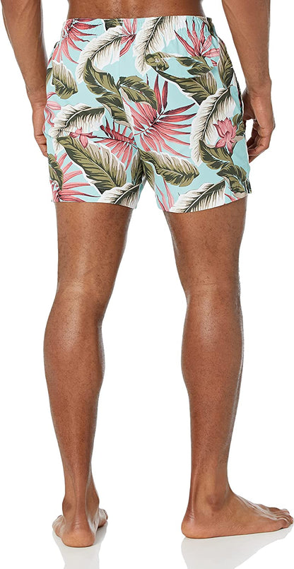 HUGO BOSS Men Seasonal Print Swim Shorts Trunks Tropical Pastel Turquoise