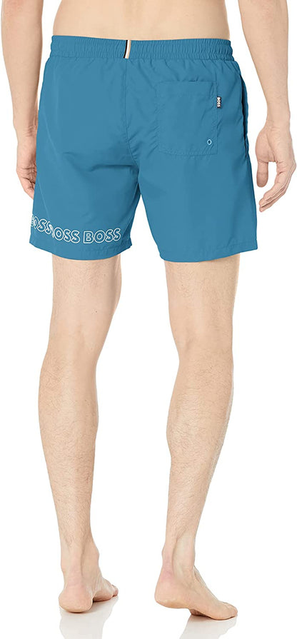 HUGO BOSS Men Standard Vertical Logo Swim Shorts Trunks Deep Water